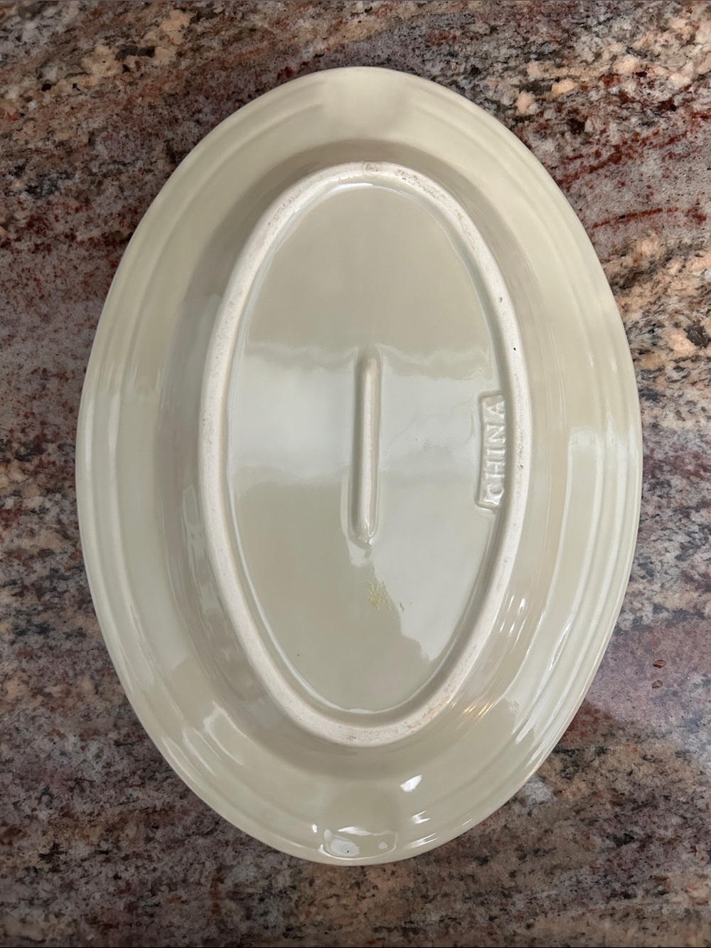 Hand-Painted Floral Ceramic Serving 12” Platter-Cream Green and Red Apple Accent - Picture 2 of 6